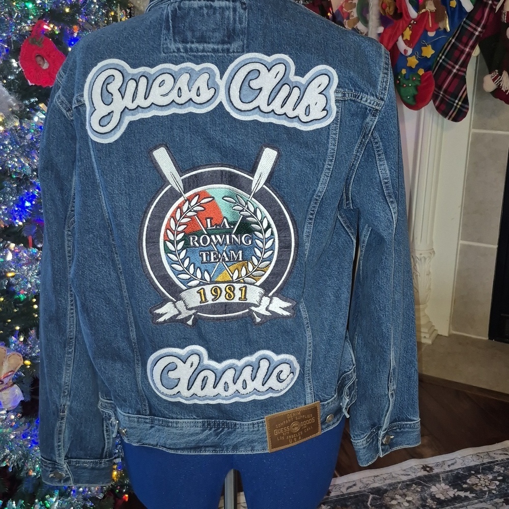 GuessTruckerJeanJacket L.A.RowingTeam Embroidery Patch.sz.L. 21"× L.26"(#2002)